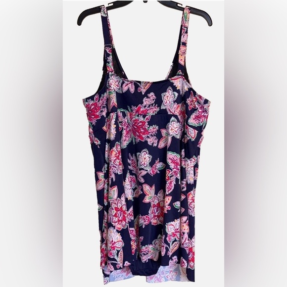 Swimsuits For All Floral One Piece 28 Plus Size Navy - Picture 5 of 16
